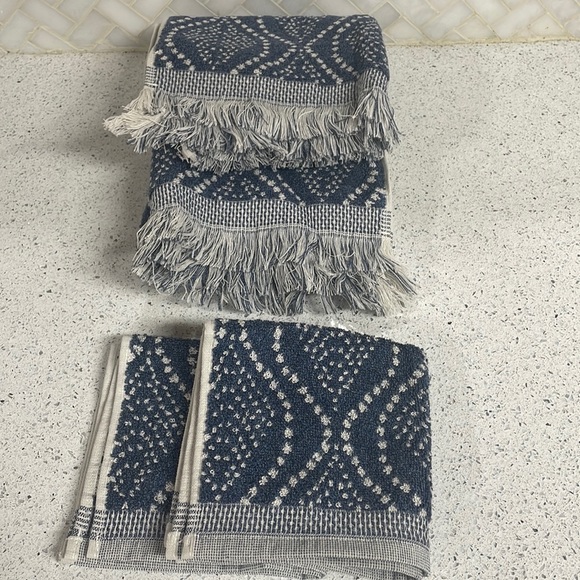 trident Bath Trident Fringe Boho Luxury Towel Set Navy Poshmark